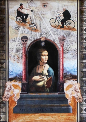collage print dedicated to Leonardo da Vinci